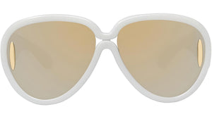 Wave Mask White Pilot Sunglasses